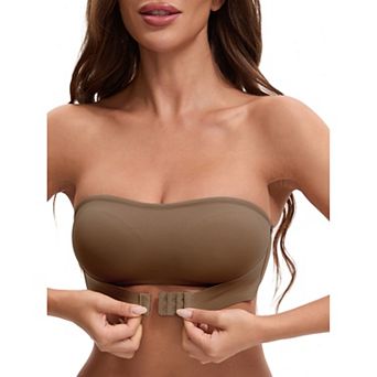 Women's Front Closure Strapless Wirefree Bandeau Non-Slip Tube Top Bras