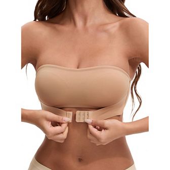 Women's Front Closure Strapless Wirefree Bandeau Non-Slip Tube Top Bras