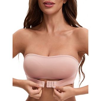 Women's Front Closure Strapless Wirefree Bandeau Non-Slip Tube Top Bras