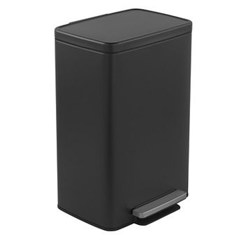 13 Gal./50 Liter Rectangular Stainless-Steel-Made Matt Black Step-on Trash Can for Kitchen