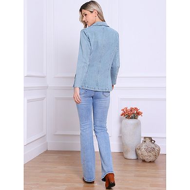 Women's denim jacket notched lapel button up jackets Casual jackets soft clothing basic outerwear