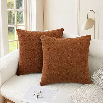 Set of 2 Throw Pillow Covers Solid Soft Cushion Pillow Covers for Sofa Living Room