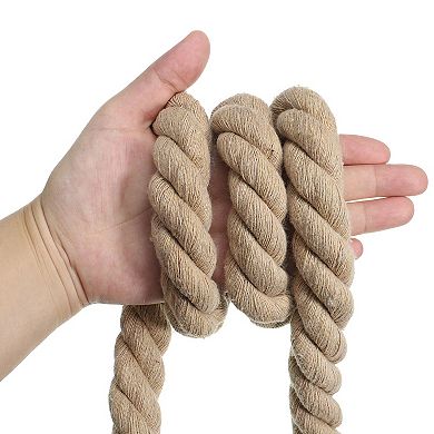 3/4 Inch x 25 Feet Natural Twisted Cotton Rope, 3 Strand Soft Craft Rope with Sealing Tape