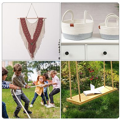 3/4 Inch x 25 Feet Natural Twisted Cotton Rope, 3 Strand Soft Craft Rope with Sealing Tape