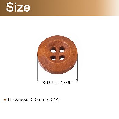 50Pcs Wooden Buttons 12.5mm 4 Hole Round Wood Sewing Button Craft