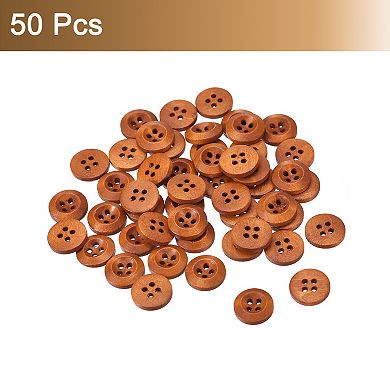 50Pcs Wooden Buttons 12.5mm 4 Hole Round Wood Sewing Button Craft