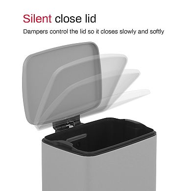 5.3 Gal./20 Liter Rectangular Stainless-Steel-Made Matt Grey Step-on Trash Can for kitchen