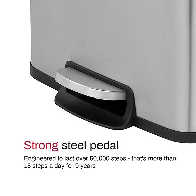 5.3 Gal./20 Liter Rectangular Stainless Steel step-on Trash Can for kitchen