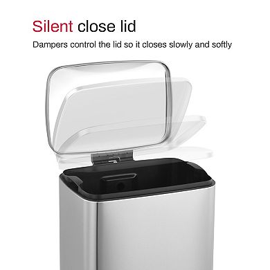 5.3 Gal./20 Liter Rectangular Stainless Steel step-on Trash Can for kitchen