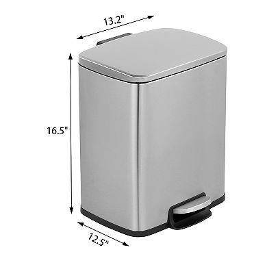 5.3 Gal./20 Liter Rectangular Stainless Steel step-on Trash Can for kitchen