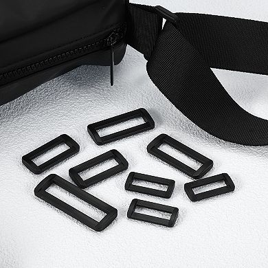 30Pcs 1 Inch Plastic Rectangle Rings Webbing Belts Buckle Slide Loop, Black
