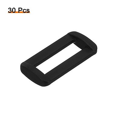 30Pcs 1 Inch Plastic Rectangle Rings Webbing Belts Buckle Slide Loop, Black