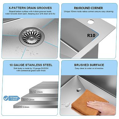 Stainless Steel Rectangular Vessel kitchen Sink