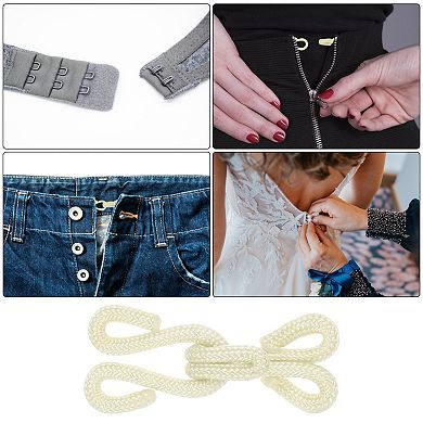 12pcs Polyester Covered Sewing Hooks and Eyes Closure for Clothing, Bra, Skirt, DIY Craft