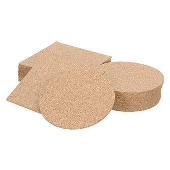 20 pc 3 mm Thick Cork Coaster for Drinks, 4" Wooden Cork Coasters Absorbent Square Coasters Brown