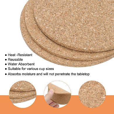 20pcs 3 mm Thick Cork Coaster for Drinks, 4" Wooden Cork Coasters Absorbent Square Coasters Brown