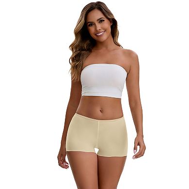 Women's Seamless Ice Silk Slip Shorts for Under Dresses Lightweight Elastic Boyshorts
