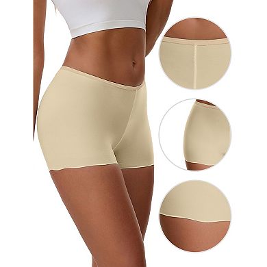 Women's Seamless Ice Silk Slip Shorts for Under Dresses Lightweight Elastic Boyshorts