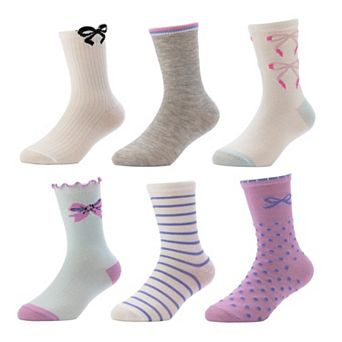 Girls 4-12 SO® 6 pk Patterned Crew Socks