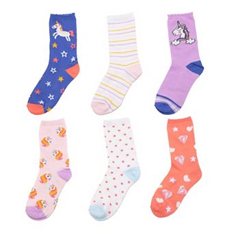 Girls 4-12 SO® 6 pk Patterned Crew Socks