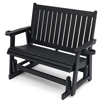 Rocking Chair With High Backrest, Deep Curves, And Cup Holders