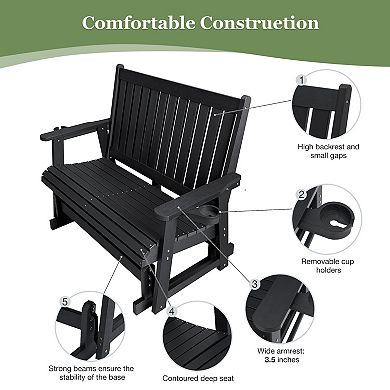 Rocking Chair With High Backrest, Deep Curves, And Cup Holders