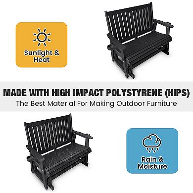 Rocking Chair With High Backrest, Deep Curves, And Cup Holders