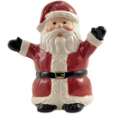 Christmas Santa & Snowman North Pole Winter Ceramic Magnetic Salt Pepper Shakers