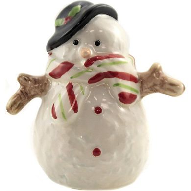 Christmas Santa & Snowman North Pole Winter Ceramic Magnetic Salt Pepper Shakers