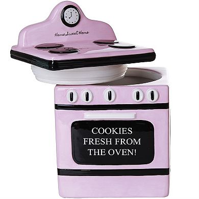 Retro Oven Freshly Baked Ceramic Cookie Jar with Air Tight Lid 8 inch Tall