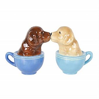 Pacific Trading Kissing Labrador Puppies in Tea Cup Salt and Pepper Shaker Set