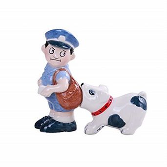 Postman and Dog Magnetic Ceramic Salt and Pepper Shakers