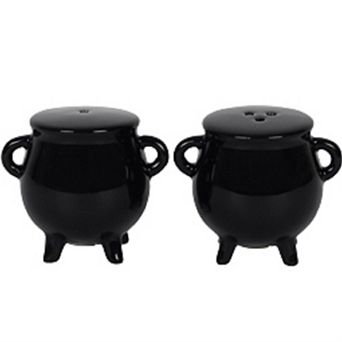Pacific Giftware Witches Brew Black Ceramic Cauldron Salt and Pepper Set