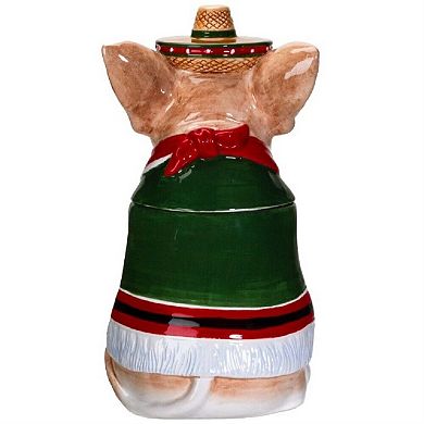 Festival Loving Chihuahua Wearing a Traditional Mexican Poncho Ceramic Cookie Jar