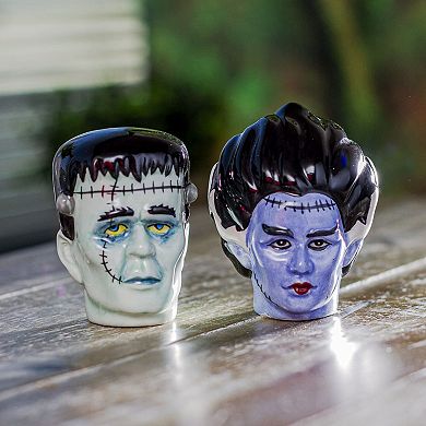 Mr and Mrs Frankenstein Ceramic Magnetic Salt and Pepper Shaker Set