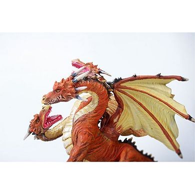 Red and Orange Azhi Dahaki Three Headed Dragon Figurine Statue Fantasy Mythical