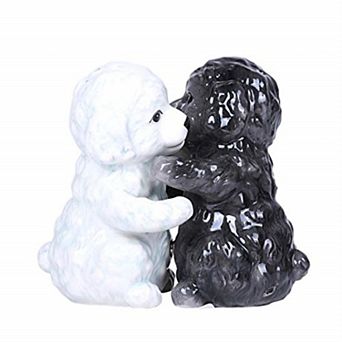 Hugging Maltese Dogs Ceramic Salt and Pepper Shakers Magnetic