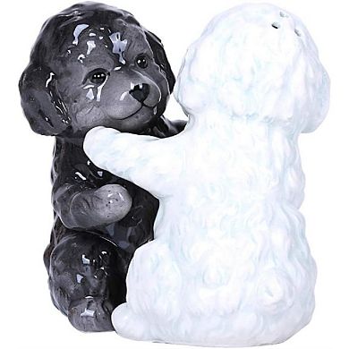 Hugging Maltese Dogs Ceramic Salt and Pepper Shakers Magnetic
