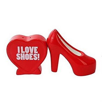 I Love Shoes Ceramic Magnetic Salt and Pepper Shakers