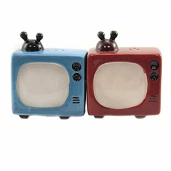 Retro Televisions TV Ceramic Magnetic Salt and Pepper Shakers
