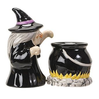 Pacific Trading Witch and Cauldron Magnetic Salt and Pepper Shaker Set 2.2 Inch