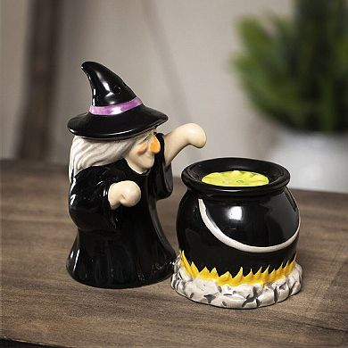 Pacific Trading Witch and Cauldron Magnetic Salt and Pepper Shaker Set 2.2 Inch
