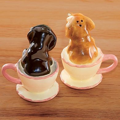 Daschshund Puppies in Teacups Ceramic Salt & Pepper Shakers