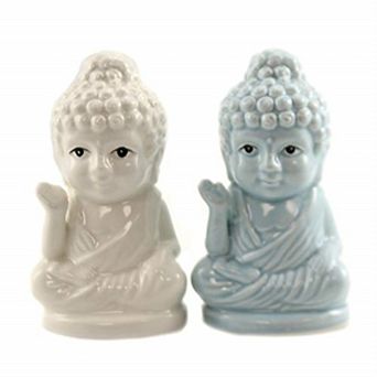 Sitting Buddha Ceramic Salt and Pepper Shaker Set