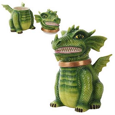 Green Dragon Cookie Jar Ceramic Cute Kitchen Accessory