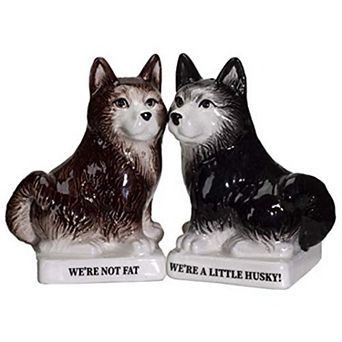 We're Not Fat Huskies Ceramic Salt and Pepper Shakers Set