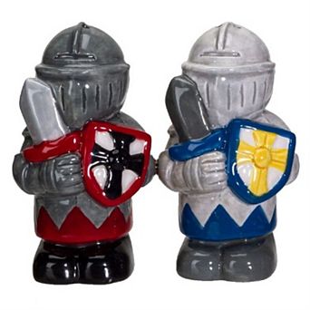 White And Black Knights Ceramic Magnetic Salt and Pepper Shakers Set