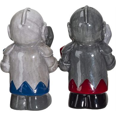White And Black Knights Ceramic Magnetic Salt and Pepper Shakers Set
