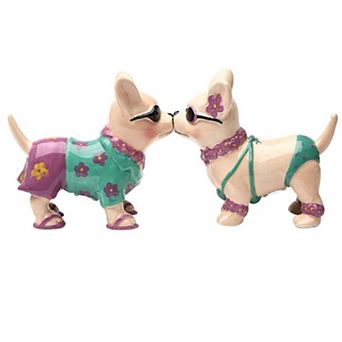 Chihuahua Beach Style Ceramic Magnetic Salt and Pepper Shakers 3.5 inch