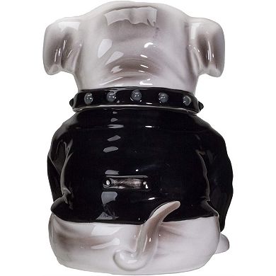 Punk Rocker Bulldog Styling in a Leather Jacket with Collar Ceramic Cookie Jar